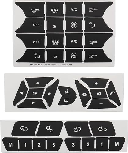 Image of Car Interior Stickers Button Decals Compatible with Mercedes Benz A W176 B W246 C W204 E W212 SLK R172 CLS W218 GLK X204 SL R231 Steering Wheel AC Window Radio Number Door & Air Conditioner Repair Kit