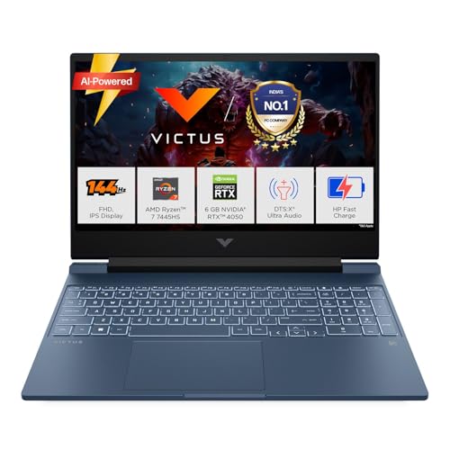 HP Victus, AMD Ryzen 7 7445HS, 6GB RTX 4050, 16GB DDR5(Upgradeable) 512GB SSD, 144Hz, IPS, 300nits, FHD, 15.6''/39.6cm, Win11, M365* Office24, Blue, 2.29kg, fb3118AX, Backlit, DTS Audio, Gaming Laptop