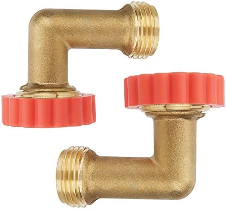 Watflow Lead-Free Brass 90° Hose Saver, Garden Hose Adapter, Garden Hose Connector, 90 Degree Hose Elbow,Water Hose Saver, 2 Pcs