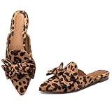Rilista Mules for Women Slip On Comfortable Pointed Toe Womens Loafers Women's Flats for Women's Mules & Clogs Leopard