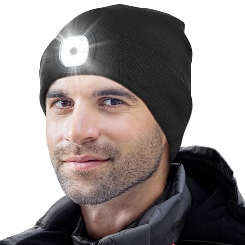 Hinshark Regalo Uomo, LED Cappello Uomo Donna Invernale, Berretto Invernale Idee Regalo Uomo Compleanno, Regali per Lui/papà, Regali Secret Santa, Regalo Anniversario per Lui, Idee Regalo Natale