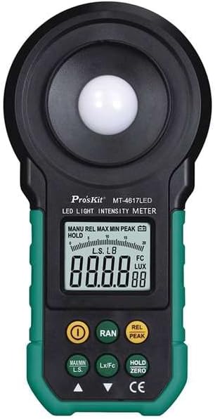 Medidor de intensidad de luz Pro'sKit MT-4617LED Instrumento de medición de iluminación LED Fotómetro Instrumento de medición Medidor de brillo