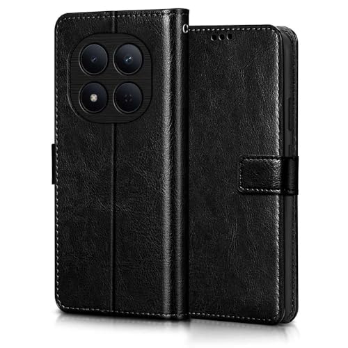 Image of WOW IMAGINE Shock Proof Flip Cover Back Case Cover for Redmi Note 15 Pro 5G (Flexible | Leather Finish | Card Pockets Wallet & Stand | Black)