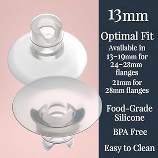 Save The Milk Silicon Flange Inserts - Personalfit Flex, Breast Shield Shaped Around You for Comfortable & Efficient Pumping | BPA Free Breast Pump Accessories, 2 Pc (13mm) Pumping Preety Inserts
