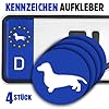 Sammys Shirt Store Dackel Teckel Jäger Jagdhund Nummernschild/Kennzeichen Aufkleber Autoaufkleber 4er Set #1