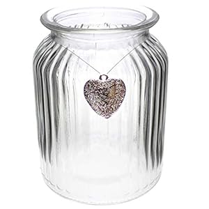 Annastore 12er Windlichter Glas geriffelt mit Herz