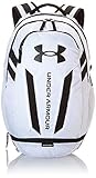 Under Armour Hustle Backpack, White (100)/Black, One Size Fits All