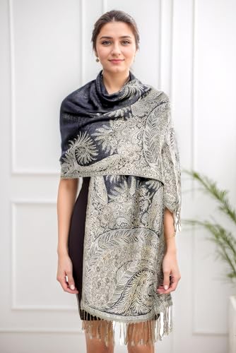 Achillea Big Paisley Pashmina Shawl Wrap for Women – Elegant Scarf for Weddings, Evening Dresses, Festivals & Daily Wear2