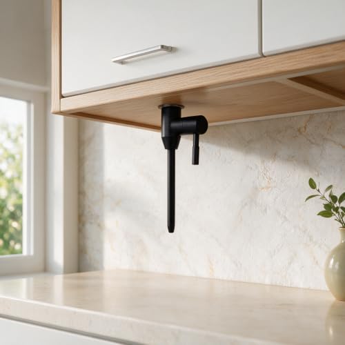 Image of Backline Matte Black SS 304 Stainless Steel RO Water Purifier Faucet Tap with 1 /4 Inch Pipe & Fittings - Leakproof Cabinet Mount Extender for Kitchen RO System