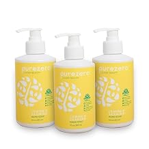 Purezero Lemon & Jasmine Hand Soap Refreshing Citrus Scent, Moisturizing & Sulfate-Free, Vegan Liquid Hand Wash, Formulated Without Parabens, Cruelty-Free, 10 ounces 3 Pack