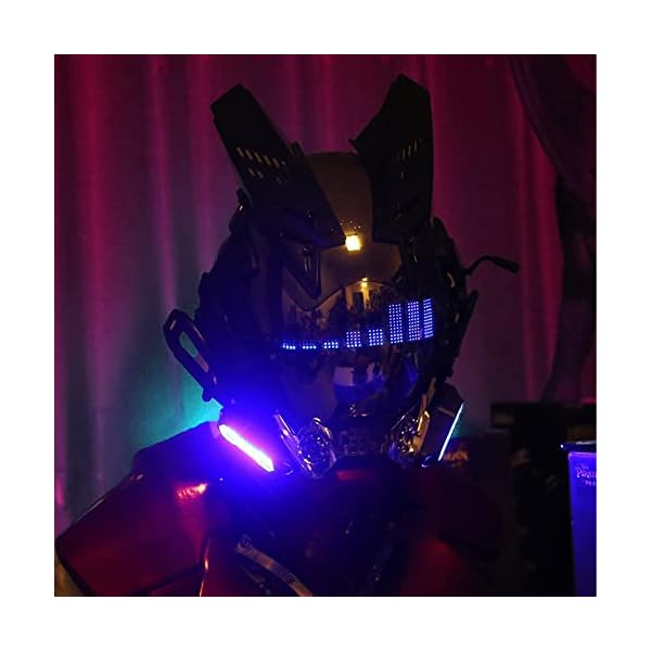 Pdling cyberpunk gothic mask helmet for adult,techwear mask, halloween cosplay costume accessory with led lamp, futuristic helmet - image 5