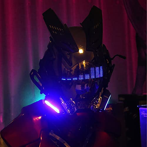 PDLING Cyberpunk Gothic Mask Helmet for Adult,Techwear mask, Halloween Cosplay Costume Accessory with LED Lamp, Futuristic Helmet