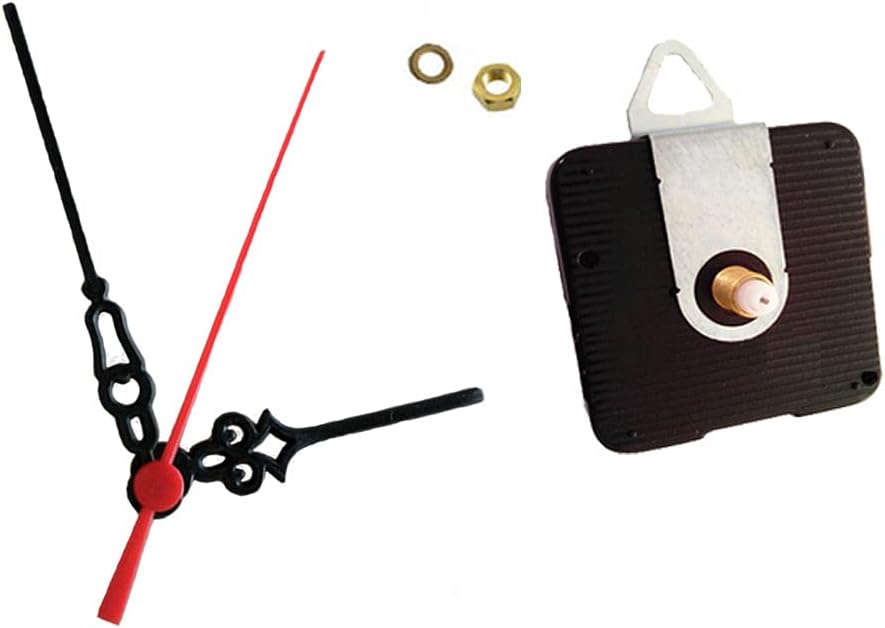 Dhorcas (#026) Quartz Clock Movement Kit for Replacement, 1/4", 1/2", 3/4" or 1" Threaded Motor and 3 1/2" Black Plastic Hands (1/4" Thread Shaft w/Hanger)