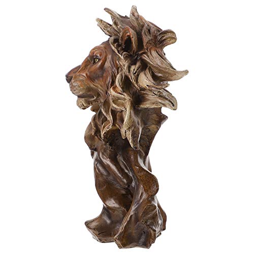 VICASKY Lion Head Busto Estátua Estátua Lion Head Sculpture Simulação Vintage Base Base Cabeça Cabeç