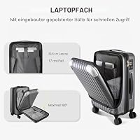 LEVEL8 Koffer Trolleys Hartschalen Leicht ABS+ PC Handgepäck Hartschalen-Koffer Trolley Rollkoffer Reisekoffer，TSA, 4 Rollen, 55 cm, 36 Liter, Grau – Ansicht 3
