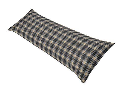 Image of Sweet Jojo Designs Blue and Tan Woodland Plaid Flannel Body Pillow Case Cover for Rustic Patch Collection (Pillow Not Included)