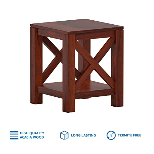 Image of Amazon Brand - Solimo Abbe Modern Side Table (Acacia Wood, Honey Finish)