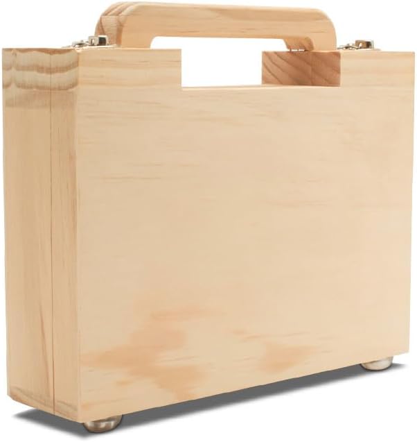 Unfinished Wood Mini Suitcase 5-3/4 x 8 inch, Pack of 1 Cigar Boxes Empty Wooden Boxes for Crafts, Travel, and Storage, by Woodpeckers