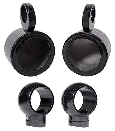 Image of Rockville MAC525B Bundle: 5.25 in Marine Wakeboard Tower Speaker Pod Enclosures Pair, MacSwivelB 360 Degree Swivel Clamp Mounts Pair, Waterproof Aluminum, Black, 2-Items