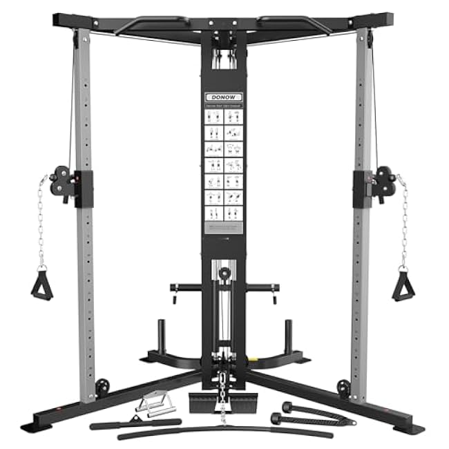 DONOW Cable Crossover Machine, Cable Fly Machine Home Gym System Workout Station with Dual Pulley System Pull-Up Bar Cable Bar and LAT Pull Down System