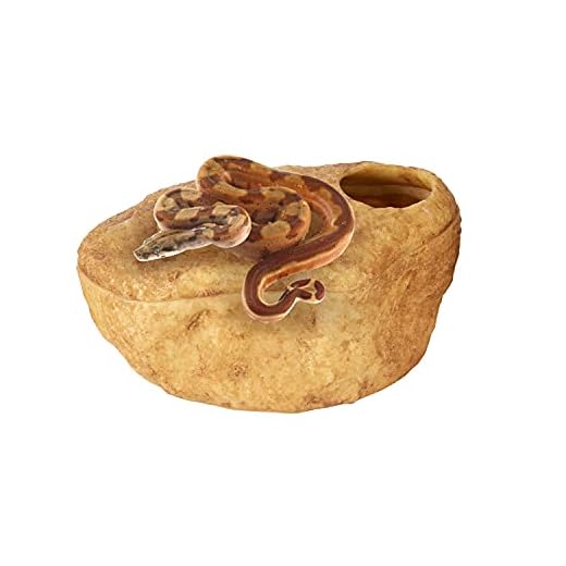 REPTIZOO Reptile Hide Cave, Snake Cave and Hides, 3-in-1 Magnetic Attraction Cave for Snake, Ball Python, Geckos Reptiles (Medium Size)