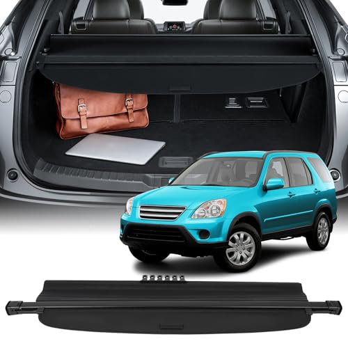 SCITOO Cargo Cover CRV Accessories 2003-2006 for Honda CR-V 2.4L Upgraded Retractable Rear Trunk Cover with Aluminum PVC&Plastic