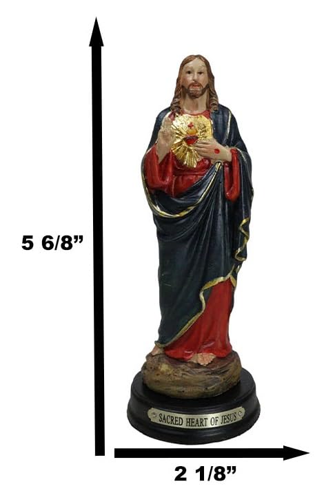 Estatua Religiosa Sagrado Corazón de Jesús Resina 5.75" miniatura 2