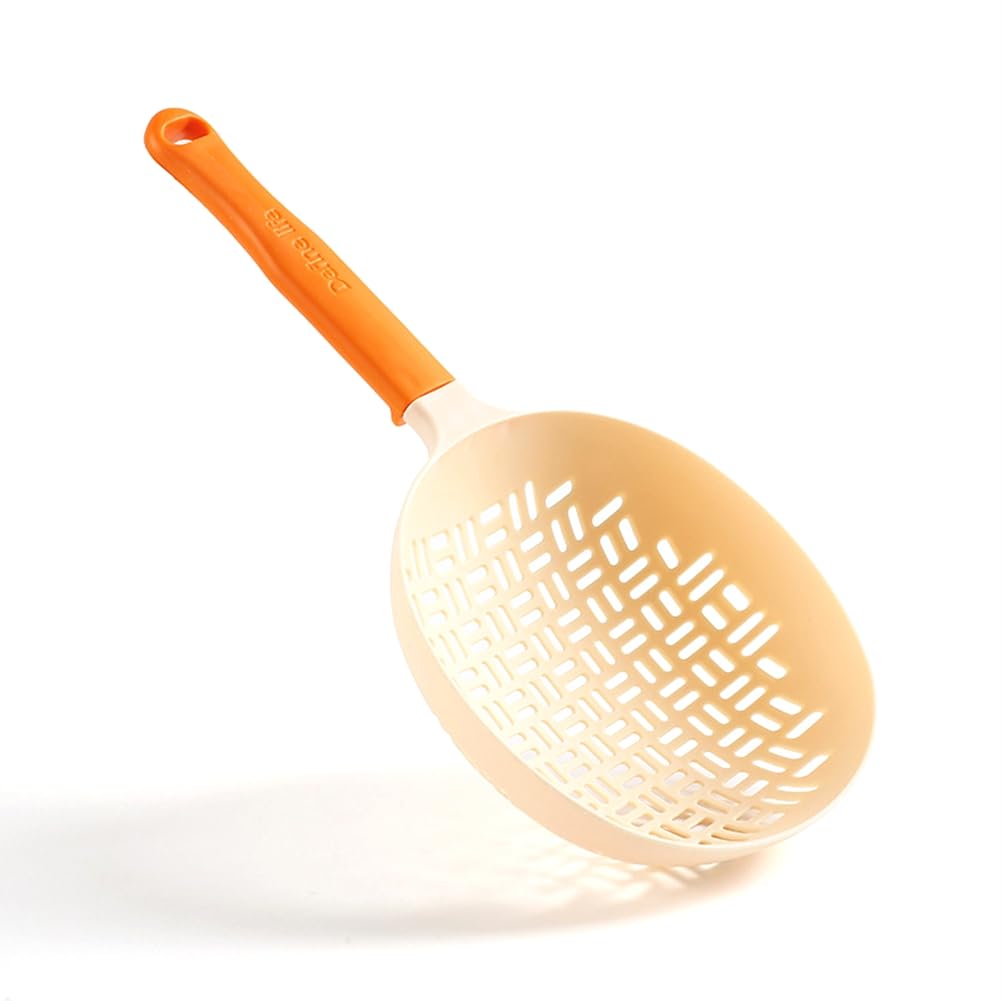 Bolvina Scoop Colander,Silicone Colander Handle, Strainer Colander, Cooking Silicone Spoon, Pasta Colander Spoon Strainer Orange