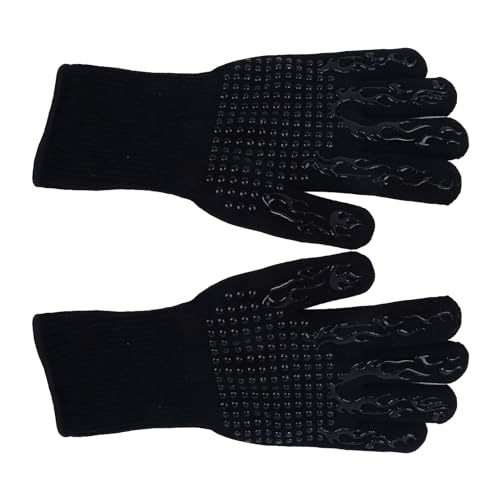 Guantes Ignífugos para Barbacoa Guantes para Asar Resistentes Al Calor Guantes Antideslizantes para Horno Guantes de Cocina Seguros para Horno Microondas Barbacoa Hornear Negro