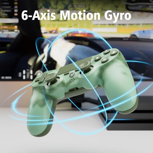 Image of Controller for PS4, Wireless Controller 2 Pack for Sony PlayStation 4 /Slim /Pro, with 6-Axis Motion Sensor /Double Vibration /Touch Pad /Speaker & 3.5mm Audio Jack /800mAh Battery /USB-C Cable, Green + Red