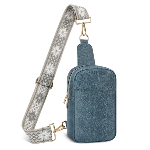 MoKo Vegan Leather Sling Bag - Small Trendy Casual Detachable Shoulder Strap Crossbody Bags for Women and Men Hiking Travel