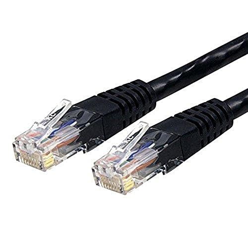 Image of StarTech 50ft CAT6 Ethernet Cable - Black CAT 6 Gigabit Ethernet Wire -250Mhz 100W PoE RJ45 UTP Molded Network Patch Cord with Strain Relief (C6PATCH50BK)