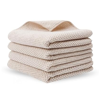 Lunaanda Geschirrtücher 30x30 cm im 4er Set,Geschirrtücher Baumwolle,Küchentücher,Extrem Saugstarke Geschirrhandtücher, Geschirrhandtuch, Trockentücher Küche,Weiche, Super Saugfähige und Fussel Freie