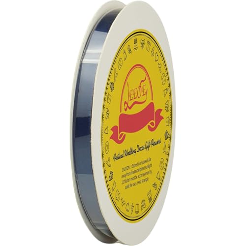 Image of Double Face Navy Blue Satin Ribbon 3 /8 inch X 50 Yards Polyester Navy Blue Ribbon for Gift Wrapping Very Suitable for Weddings Party Invitation Decorations and More