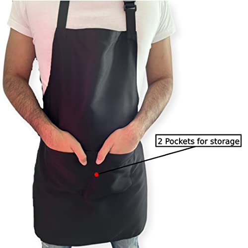 Moody Rimz Apron Cooking Kitchen Waterproof Adjustable Chef with 2 Pockets, Restaurant, Craft, Garden, BBQ, School, Coffee House, for Men Women, Unisex,(1x + 1x towel), Black - Image 3