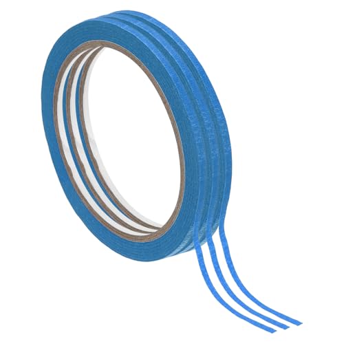 Image of PATIKIL Masking Tape 0.3 Inch x 22 Yard, 3 Roll General Purpose Adhesive Painting Tape Painters Tape for Arts Crafts Label, Blue
