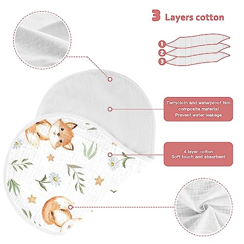Kigai Baby Burp Cloths 1 Pack- Fox Baby Cartoon Super Absorbent and Soft Burping Rags - Cotton Burp Clothes Set for Boys and Girls3