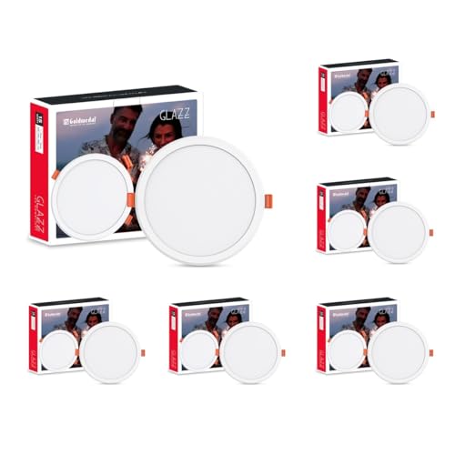 Image of Goldmedal Glazz 15W Round Ceiling Light |Recessed LED Downlight for False Ceiling|Cut Out :6.02 Inch |Downlight for Home,Hall,Room,Kitchen,Office,Shop|Cool Daylight (6500K) Pack of 6