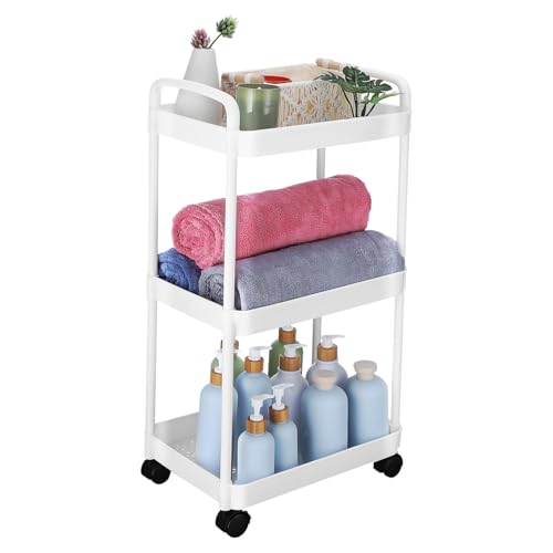 PRETYZOOM 3nivel Carro Rodante Multifuncional Para Almacenamiento Carro De Utilidad Compacto Para Cocina Oficina y Dormitorio Estante Organizador Ruedas Color