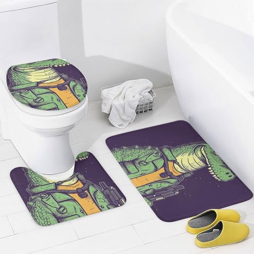 Rideau de douche crocodile imperméable avec tapis antidérapant