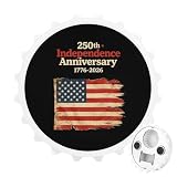 250th 1776-2026 U.S.A Flag Round Fridge Magnets Funny Bottle Opener Refrigerador Magnetic for Home Office Kitchen