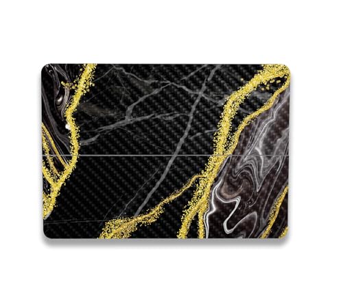Image of MightySkins Carbon Fiber Skin Compatible with Microsoft Surface Laptop Studio 2 (2023) Full Wrap Kit - Black Marble Glitter | Protective, Durable Textured Carbon Fiber Finish | Made in The USA