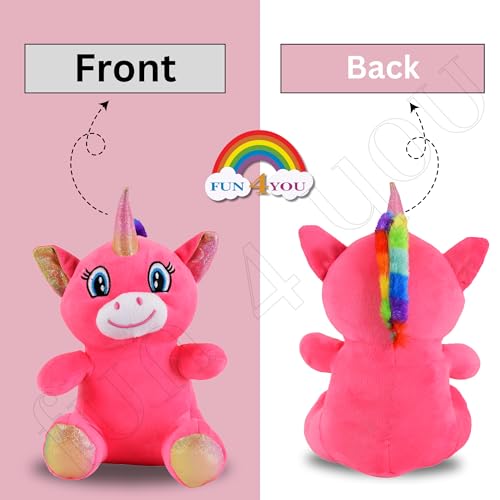 Image of Fun4you Unicorn Plush Toy - Pink Stuffed Unicorn for Kids, Soft & Adorable Unicorn Toy, for Girls, Baby Toys, and Playtime Fun (Pink, 25 cm)