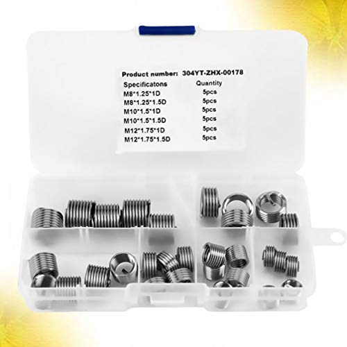 VILLCASE 30 Pcs Rosca FÃªmea Em AÃ§o InoxidÃ¡vel Serrilhado Inserir Kit de Sortimento de Porcas de E