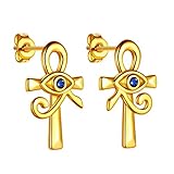 Beautlace Pendientes de cruz para hombre, chapados en plata, oro de 18 quilates, color negro, con cruz, joyería religiosa, regalo de bautismo cristiano para mujer, Plata