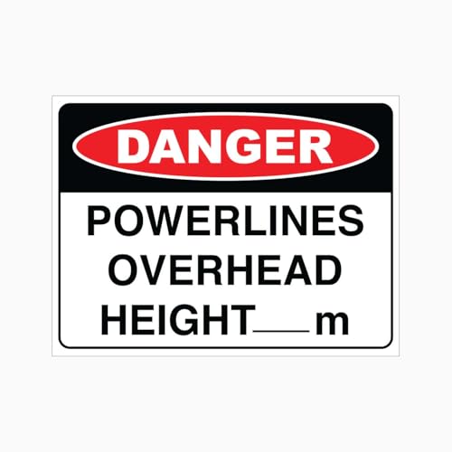 Cartel De Chapa Danger Powerlines Overhead Height M General Safety Placa Metalica Vintage Tin Sign Decoración Pared Muestra Para Cafetería Garaje Baño S