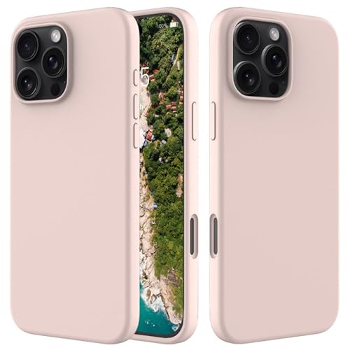 Image of FIRST MART Silicone Back Case for iPhone 16 Pro, Soft-Touch Phone Back Cover for Apple iPhone 16 Pro - Rose Pink