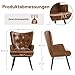 Ckaff Ohrensessel Sessel Wohnzimmer, Skandinavischer Stil Relaxsessel PU-Kunstleder mit Hoher Rückenlehne Loungesessel Polstersessel fürs Wohnzimmer Schlafzimmer Arbeitszimmer Gästezimmer, Braun