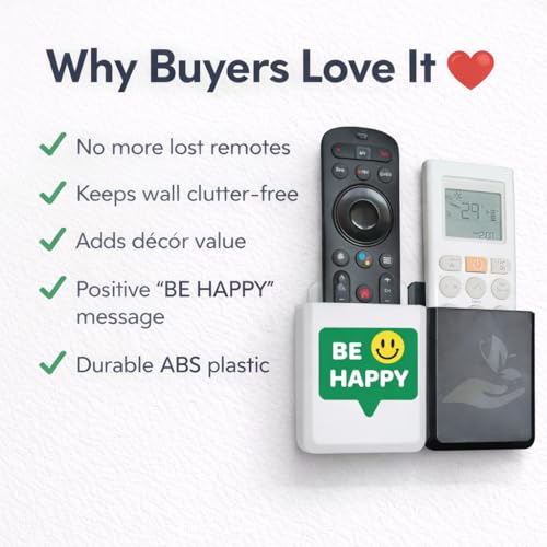 Image of Rainbow Dots Dual Color Remote Holder for Wall - | Universal AC, TV, DTH,Fire TV Stick Remote Organizer | No Drill 3M Mount | ABS Plastic | Made in India (Be Happy)