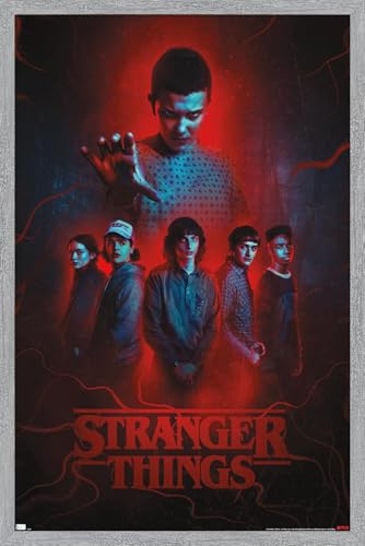 Netflix Stranger Things: Season 4 - Group Wall Poster, 34L" x 22.4W", Gray Framed Version